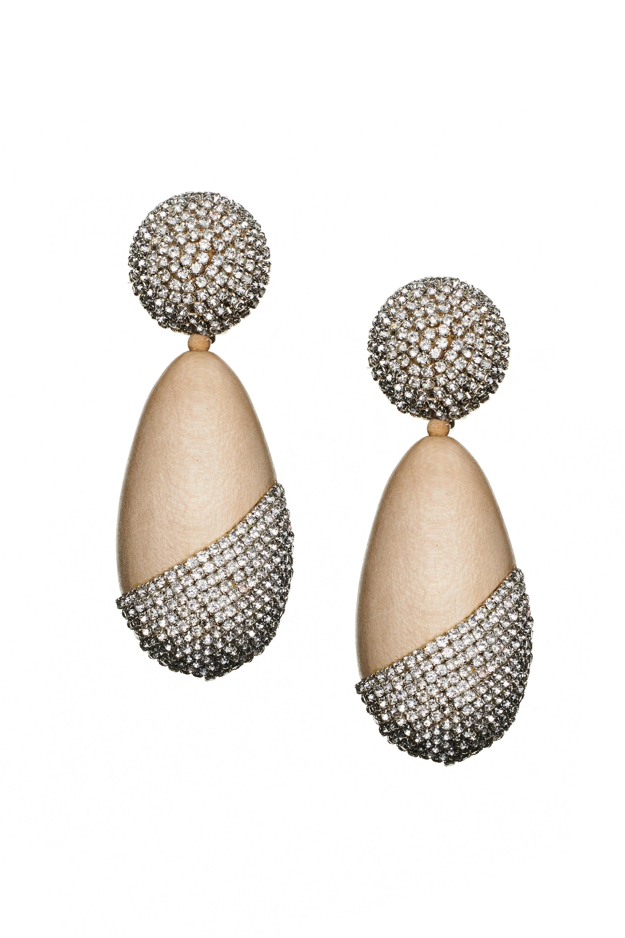 CHRISTINA EARRINGS - PANTO WOOD/CLEAR CRYSTALS - Image 2
