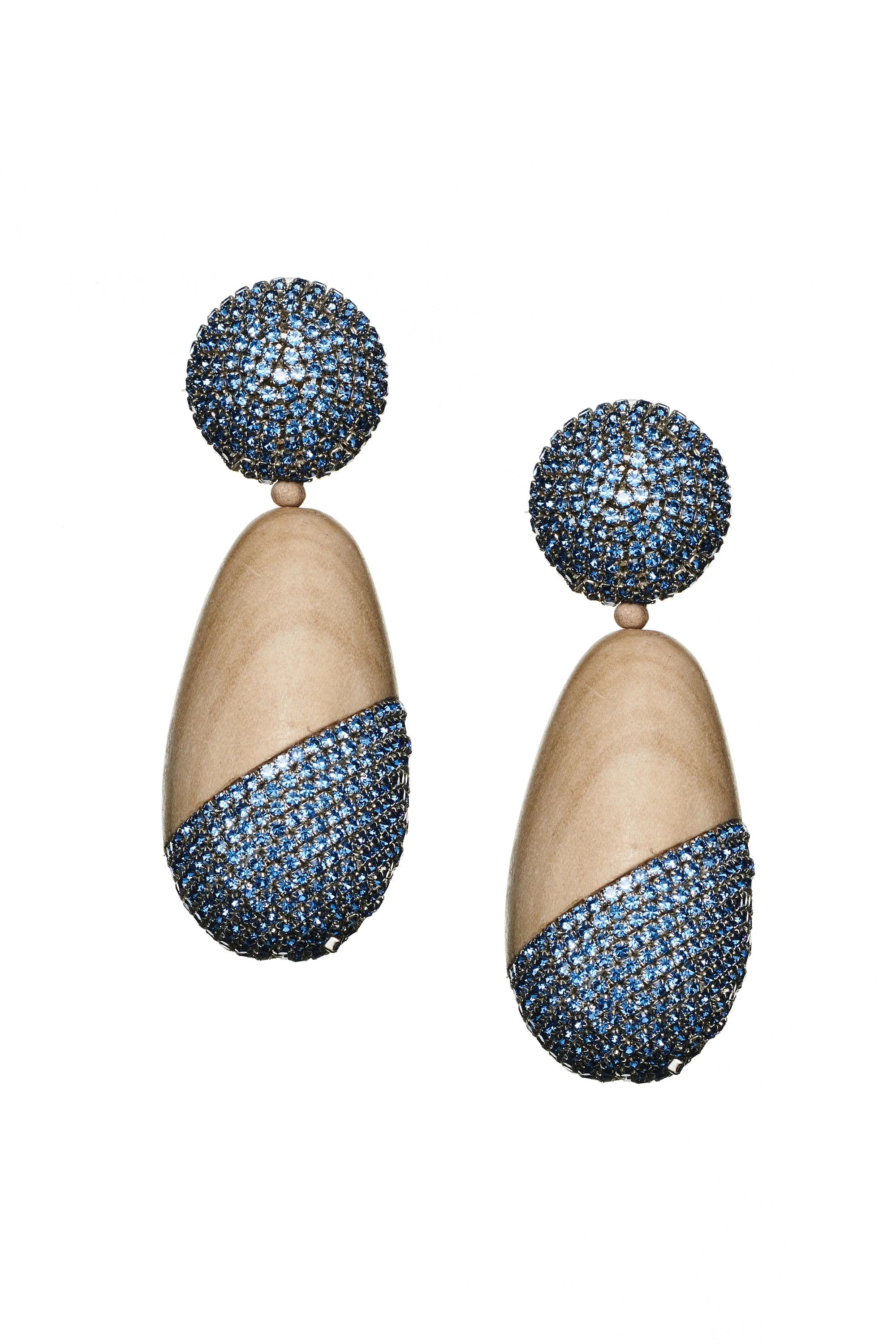 CHRISTINA EARRINGS - PANTO WOOD/ICE BLUE - Image 2