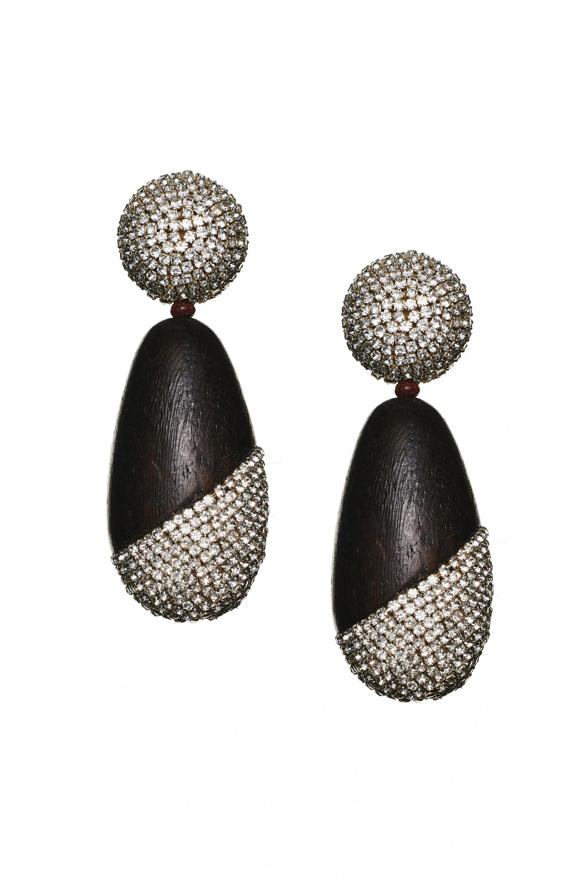 CHRISTINA EARRINGS - ROBLE WOOD/CLEAR CRYSTALS - Image 2