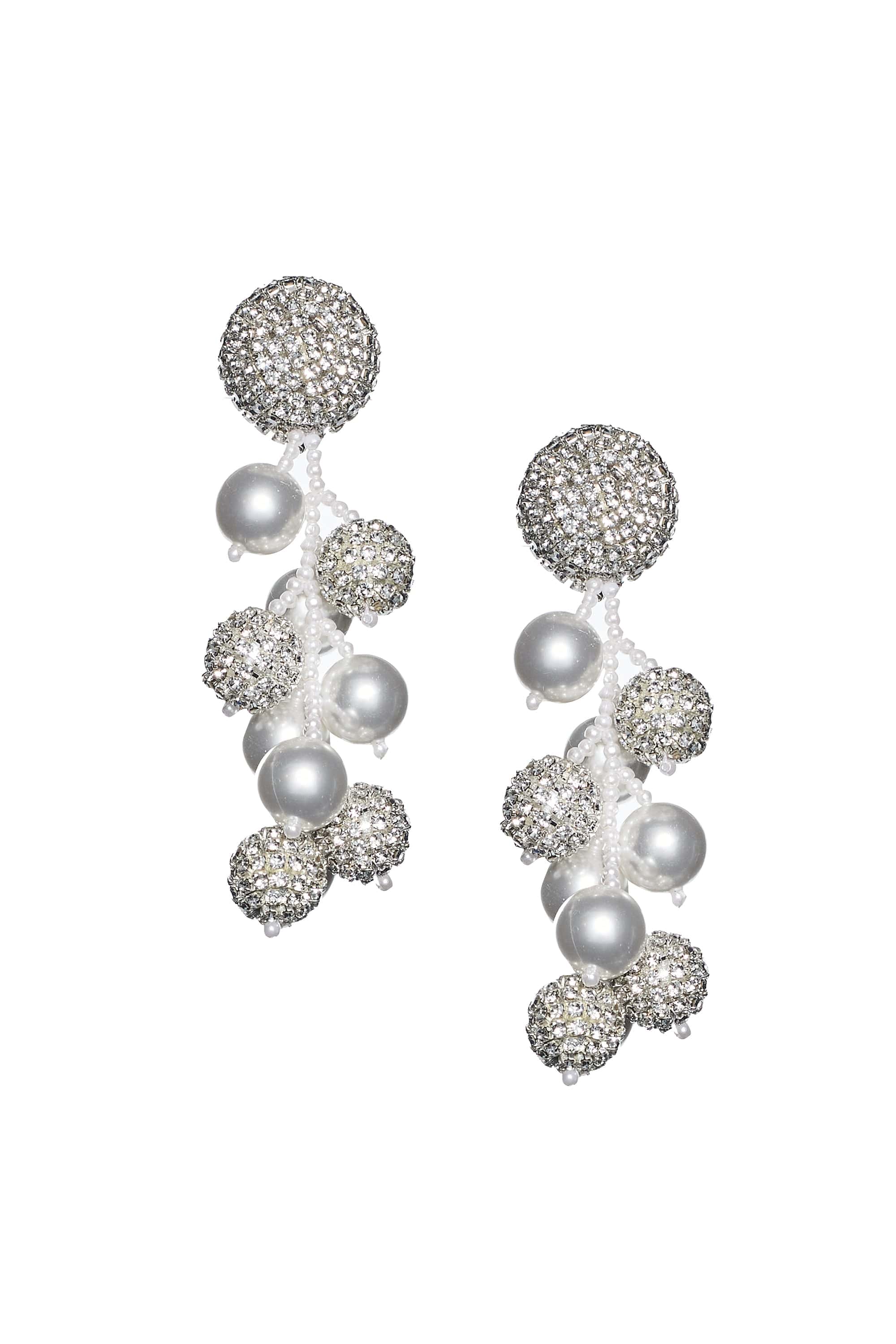 COCONUTS EARRINGS - CLEAR CRYSTALS/PEARLS - Image 2