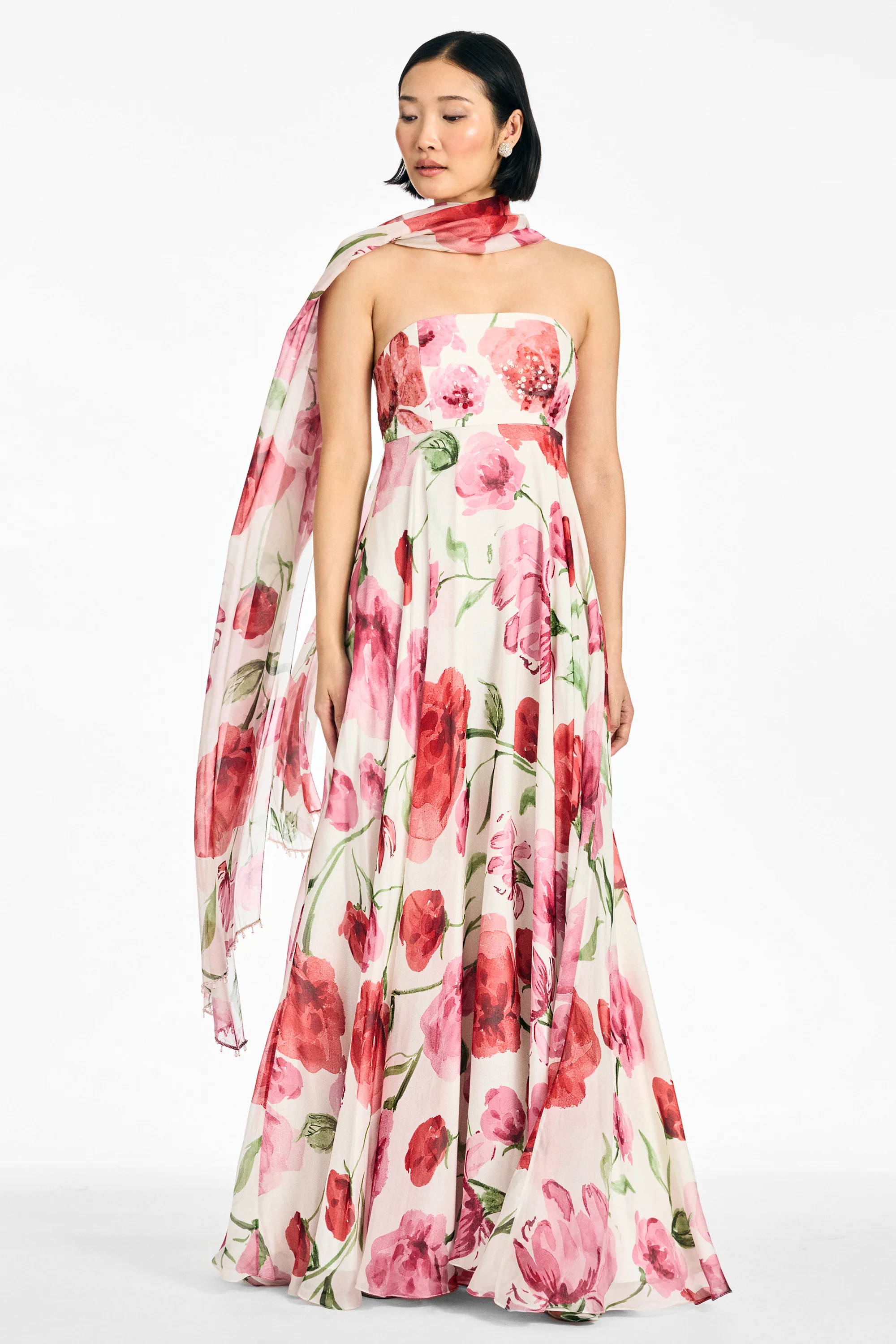 EMBELLISHED AMES GOWN - GRANDE WATERCOLOR POPPIES - Image 9