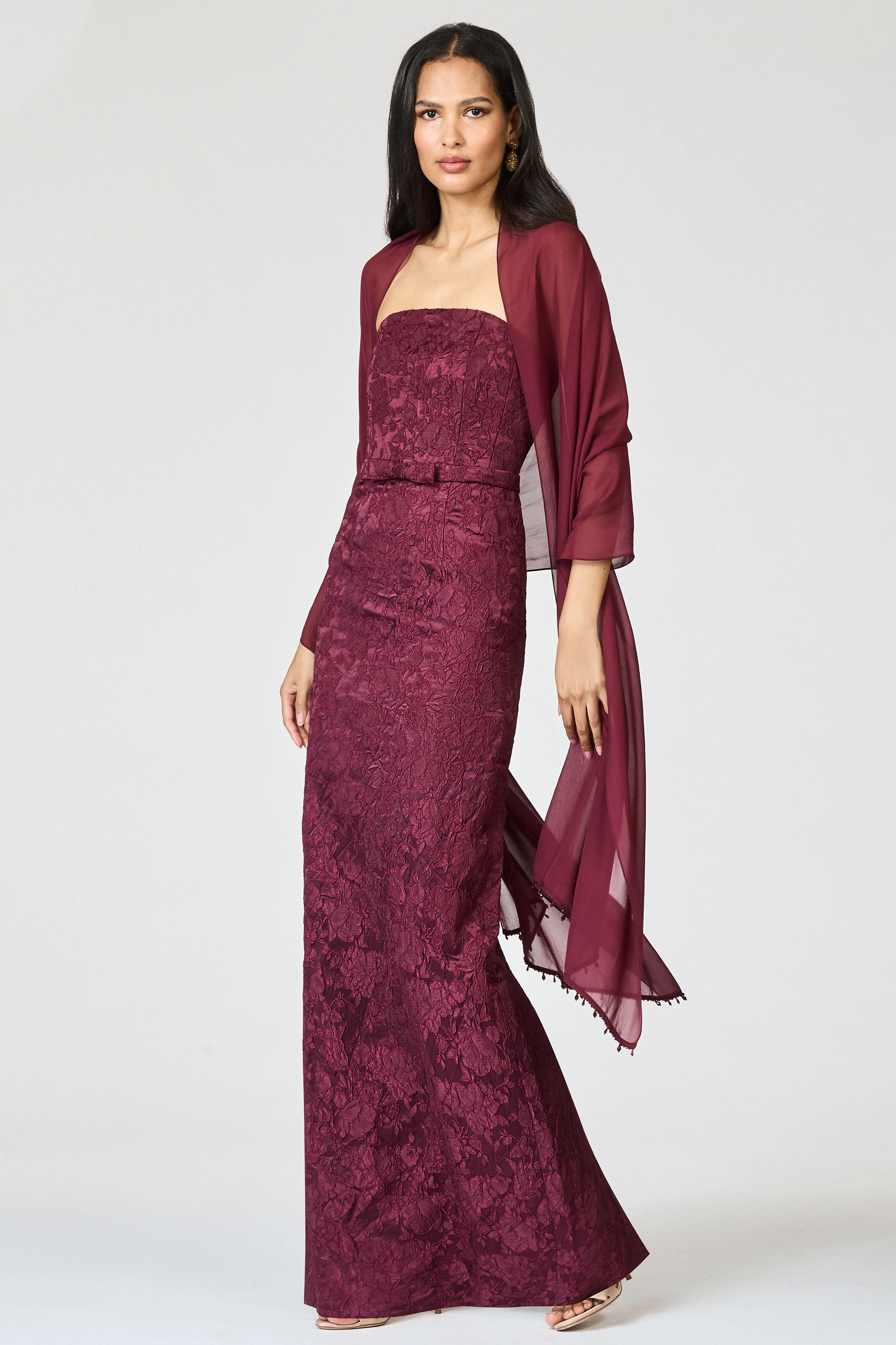 EMBELLISHED EMMY SCARF - BORDEAUX - Image 2