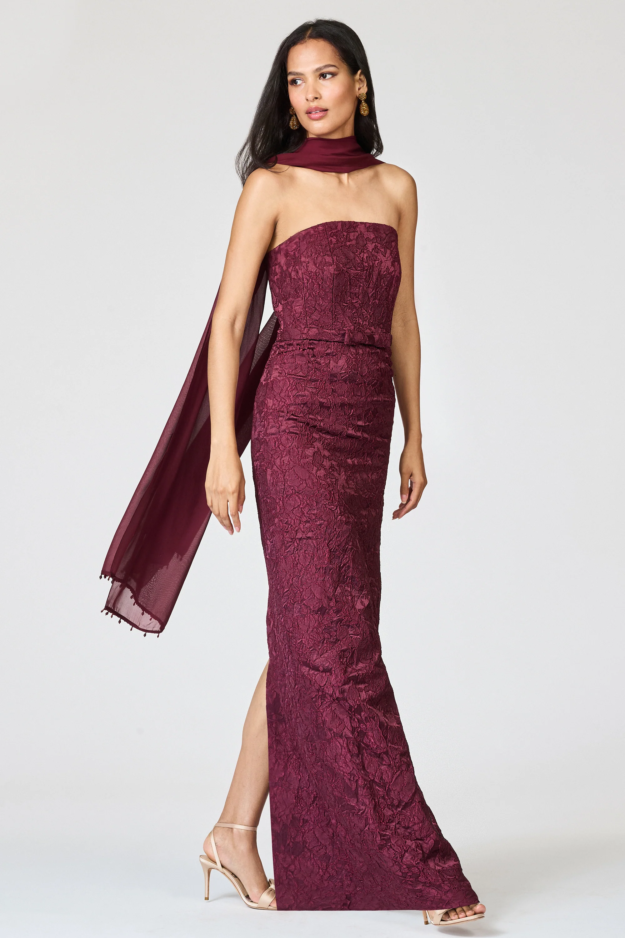EMBELLISHED EMMY SCARF - BORDEAUX - Image 4