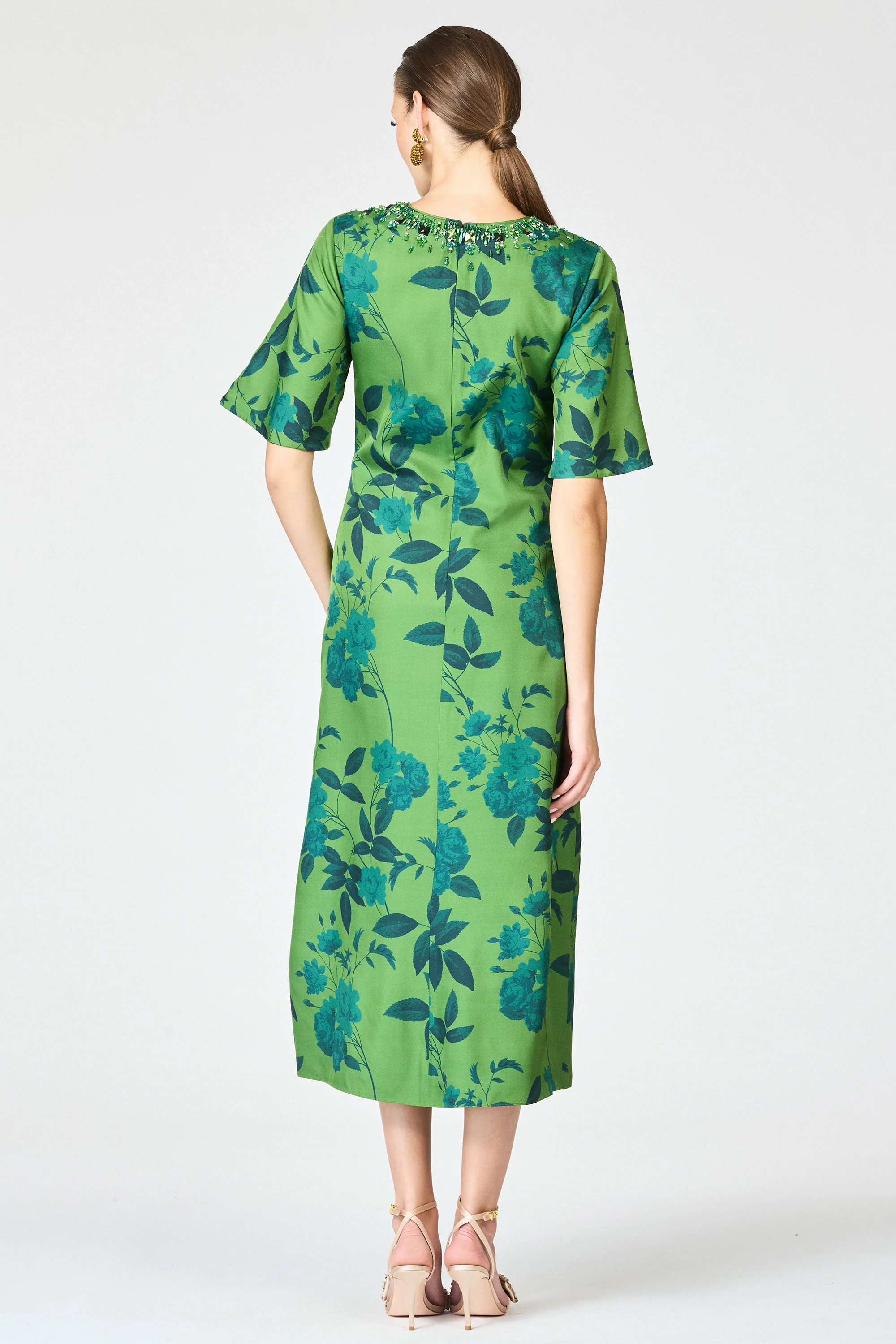 EMBELLISHED LEMIE DRESS - EMPRESS GREEN ROSES - Image 4