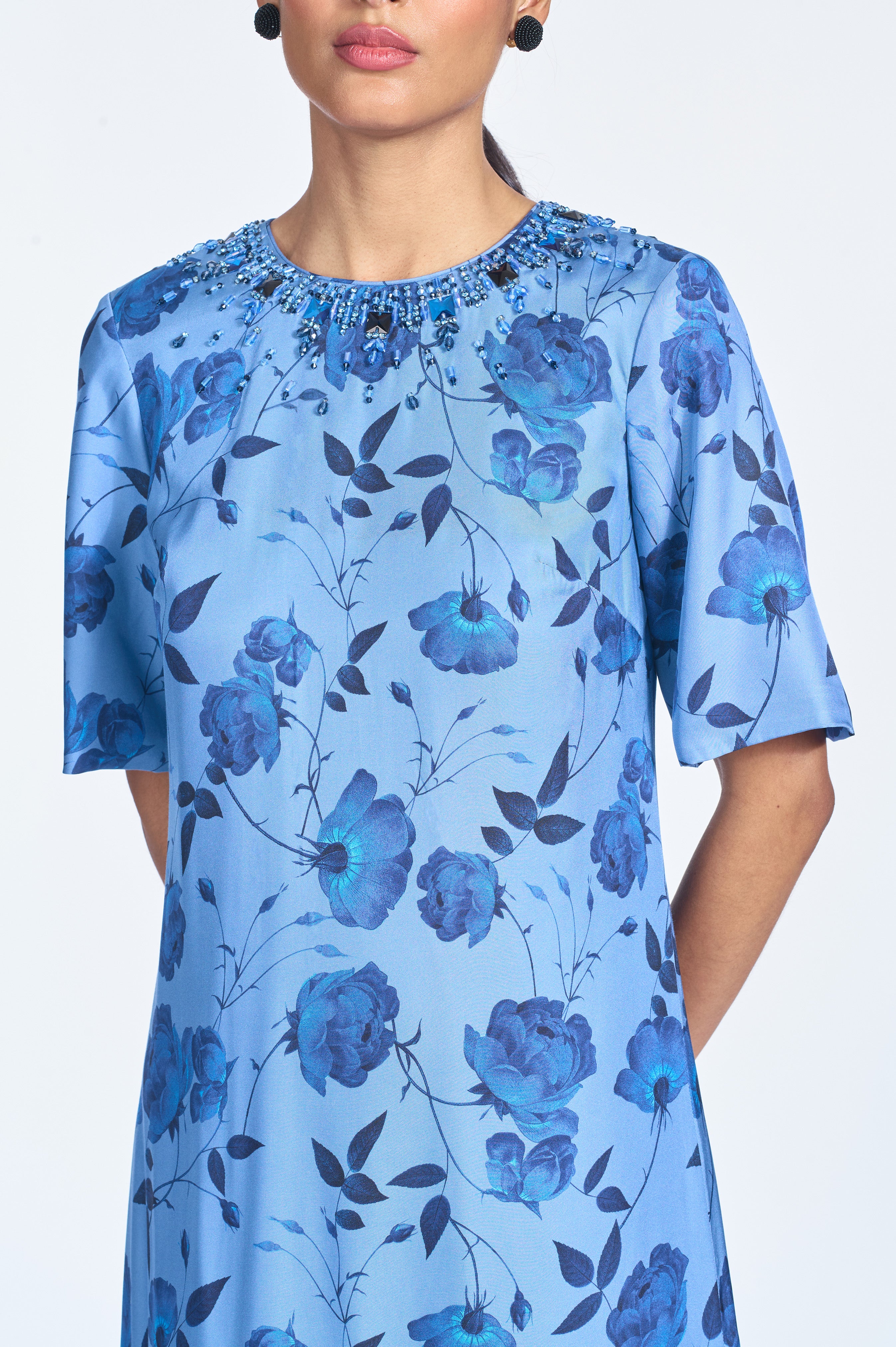 EMBELLISHED LEMIE DRESS - WILD STEEL ROSES - Image 3