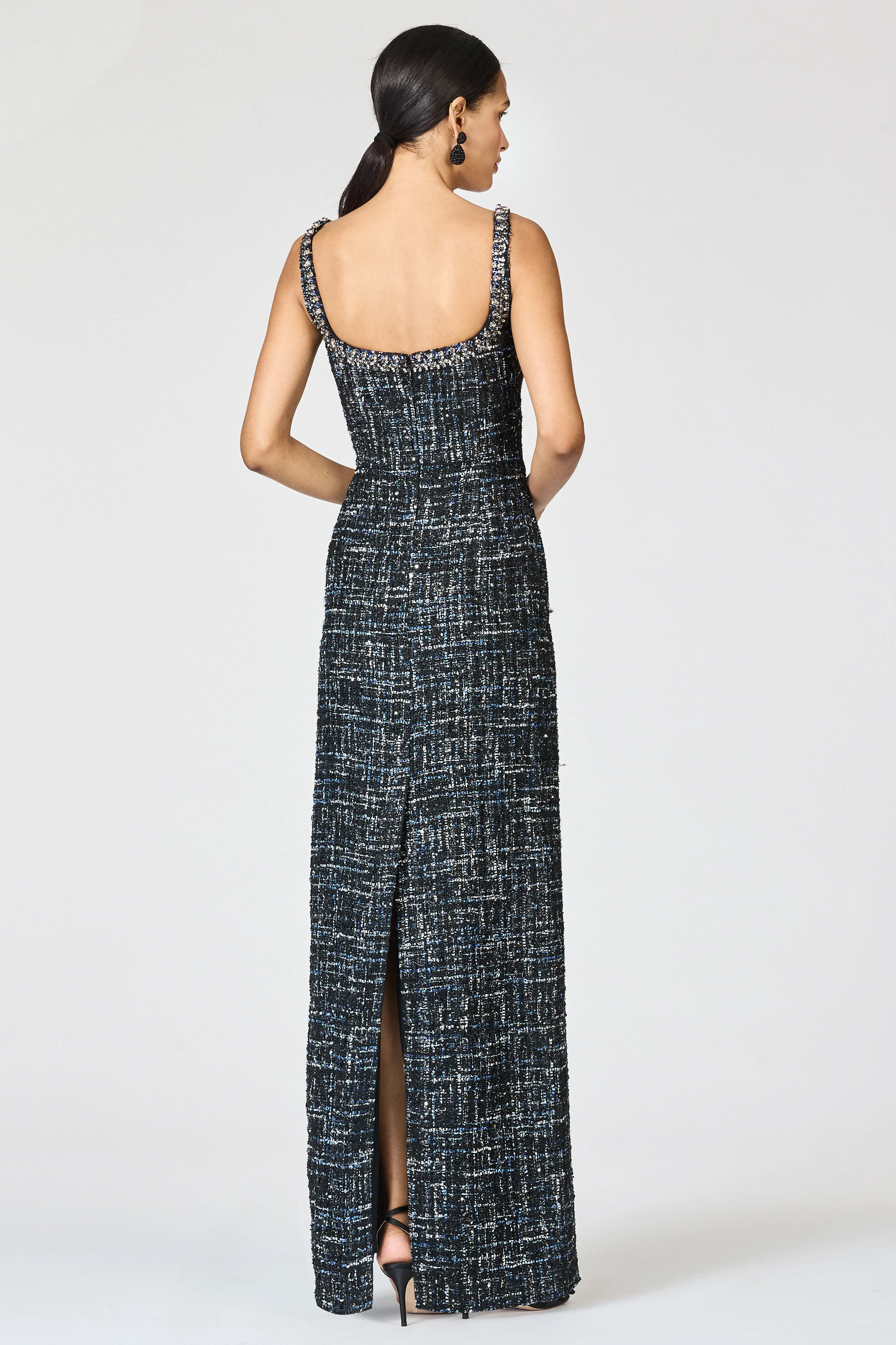 EMBELLISHED TWEED LANA GOWN - OBSIDIAN FROST - FINAL SALE - Image 5
