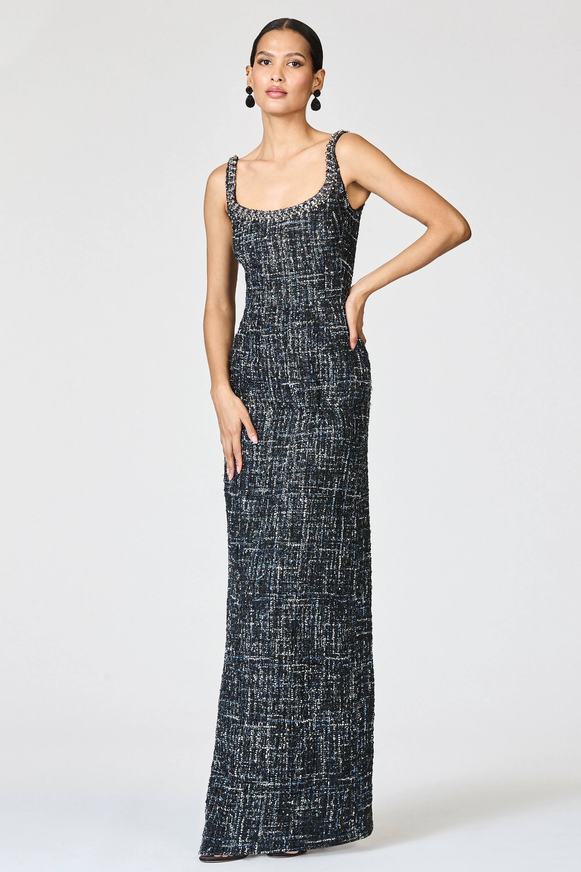EMBELLISHED TWEED LANA GOWN - OBSIDIAN FROST - FINAL SALE - Image 7