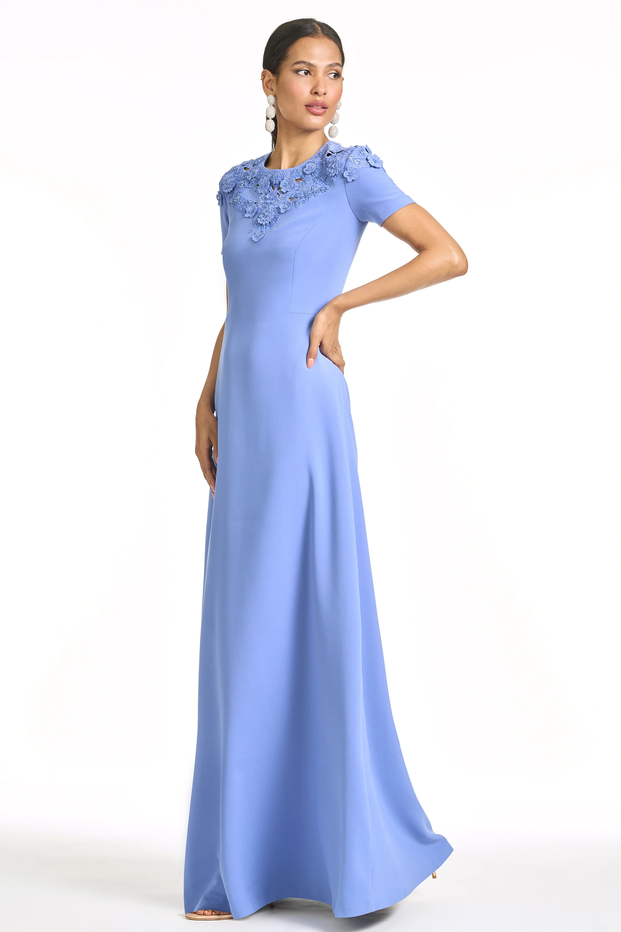 EMBROIDERED ARUNA GOWN - DEEP PERIWINKLE - Image 4