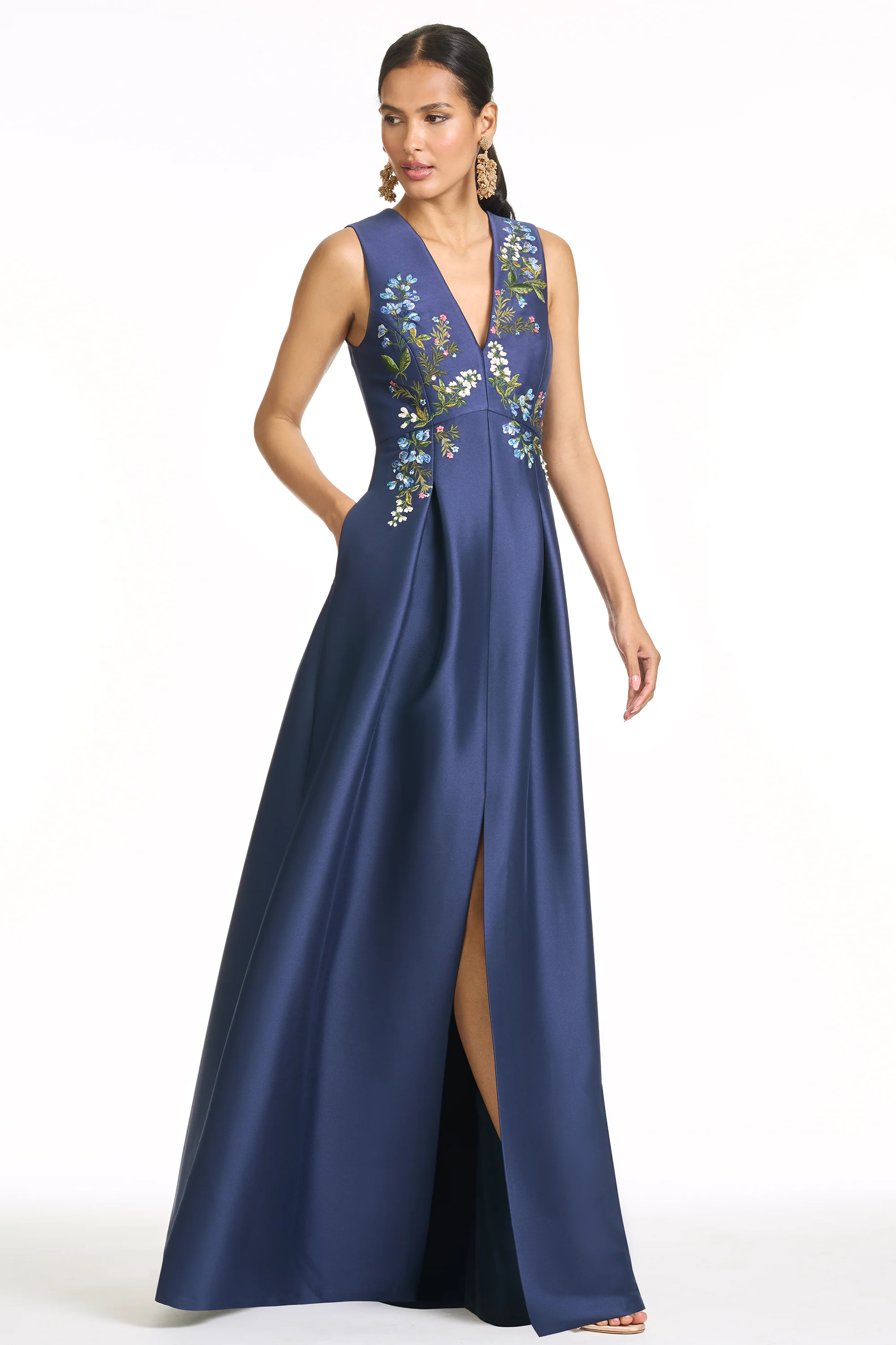 EMBROIDERED BROOKLYNNE GOWN - WASHED INDIGO - Image 4