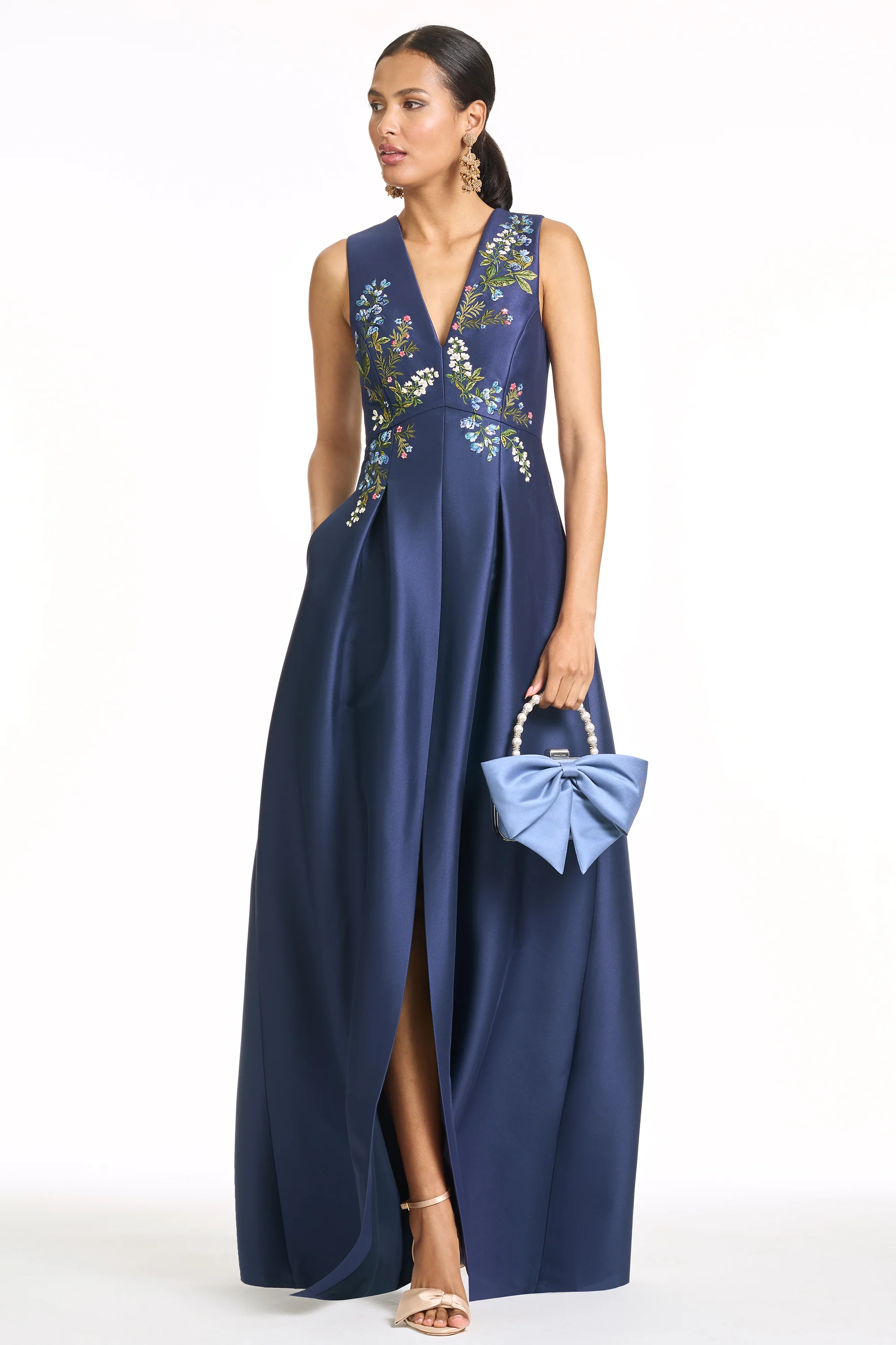 EMBROIDERED BROOKLYNNE GOWN - WASHED INDIGO - Image 5