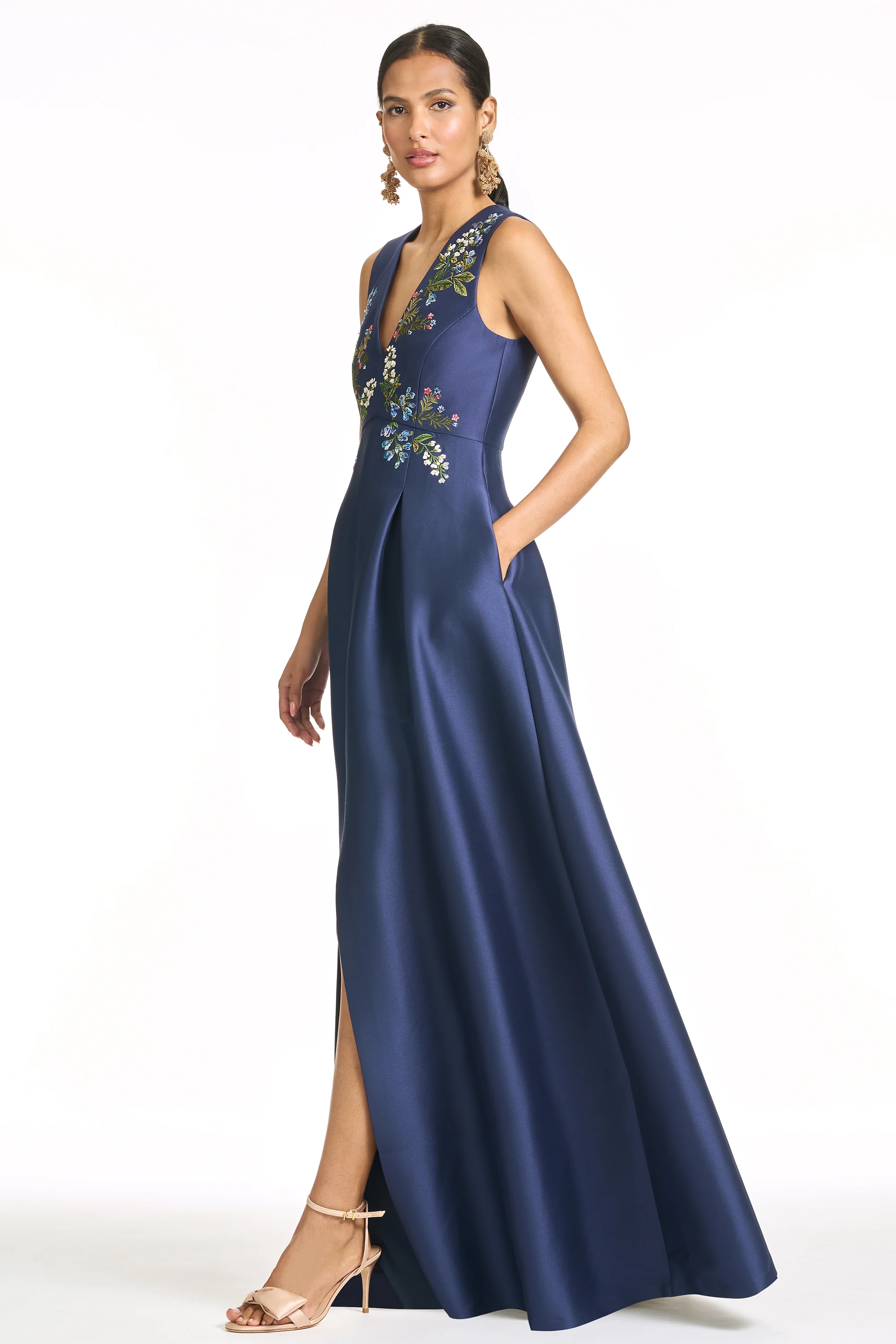 EMBROIDERED BROOKLYNNE GOWN - WASHED INDIGO - Image 6