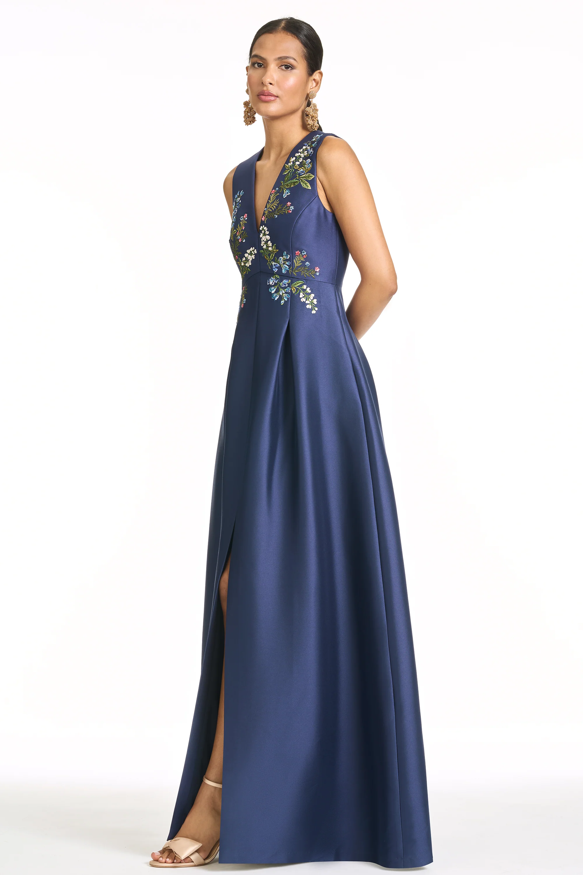 EMBROIDERED BROOKLYNNE GOWN - WASHED INDIGO - Image 7
