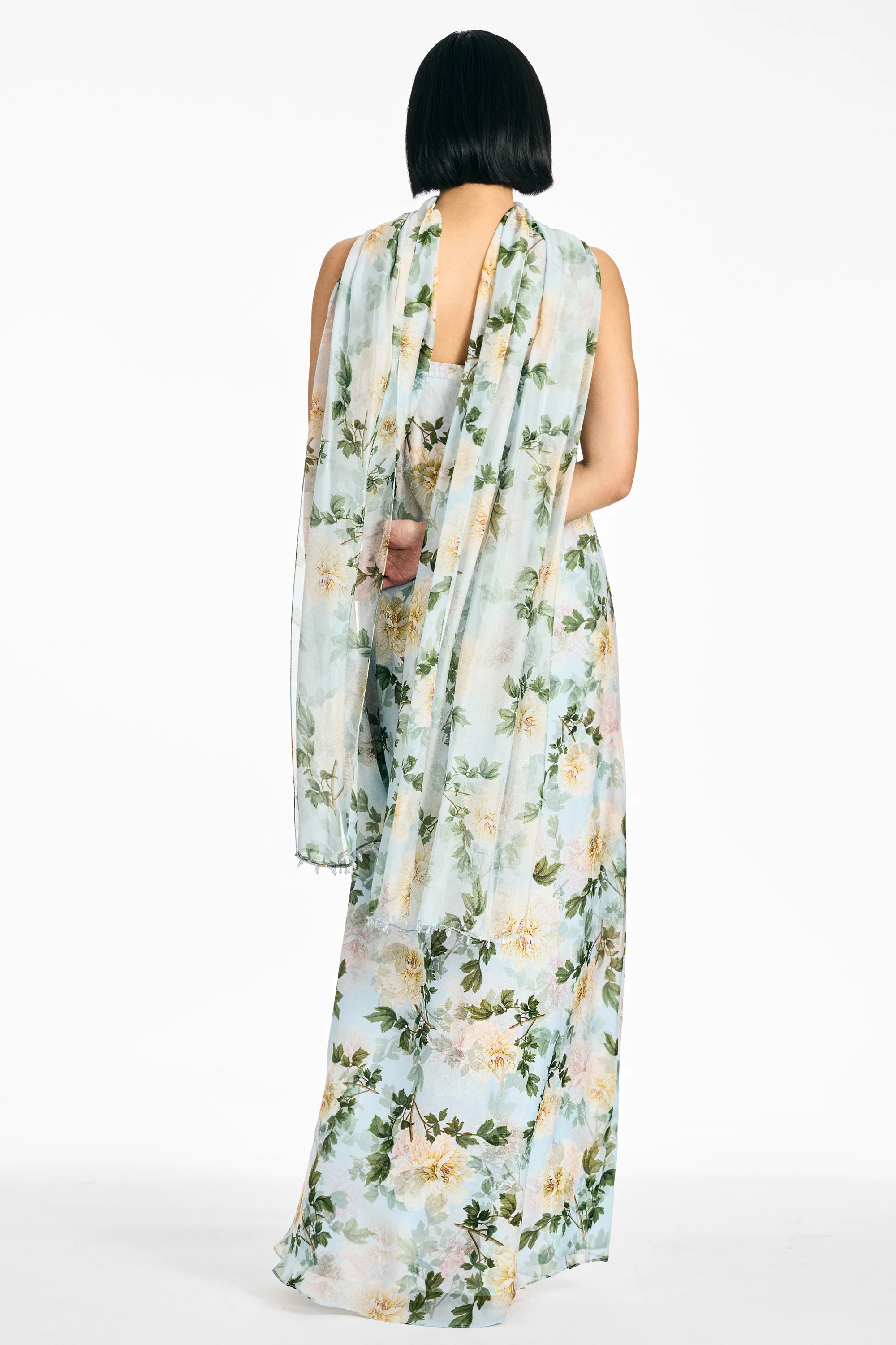 EMBELLISHED EMMY SCARF - CLOUD BLUE PEONY - Image 3