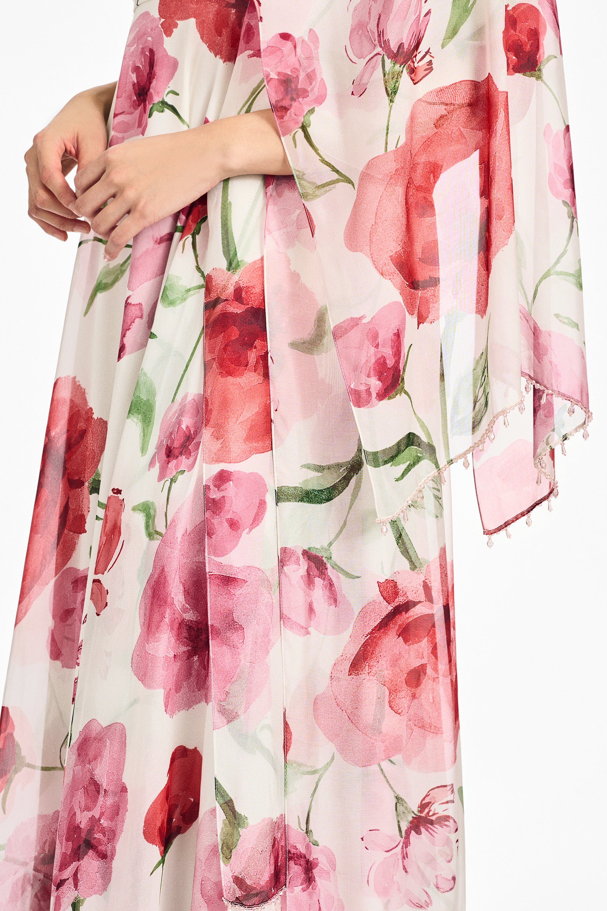 EMBELLISHED EMMY SCARF - GRANDE WATERCOLOR POPPIES - Image 2