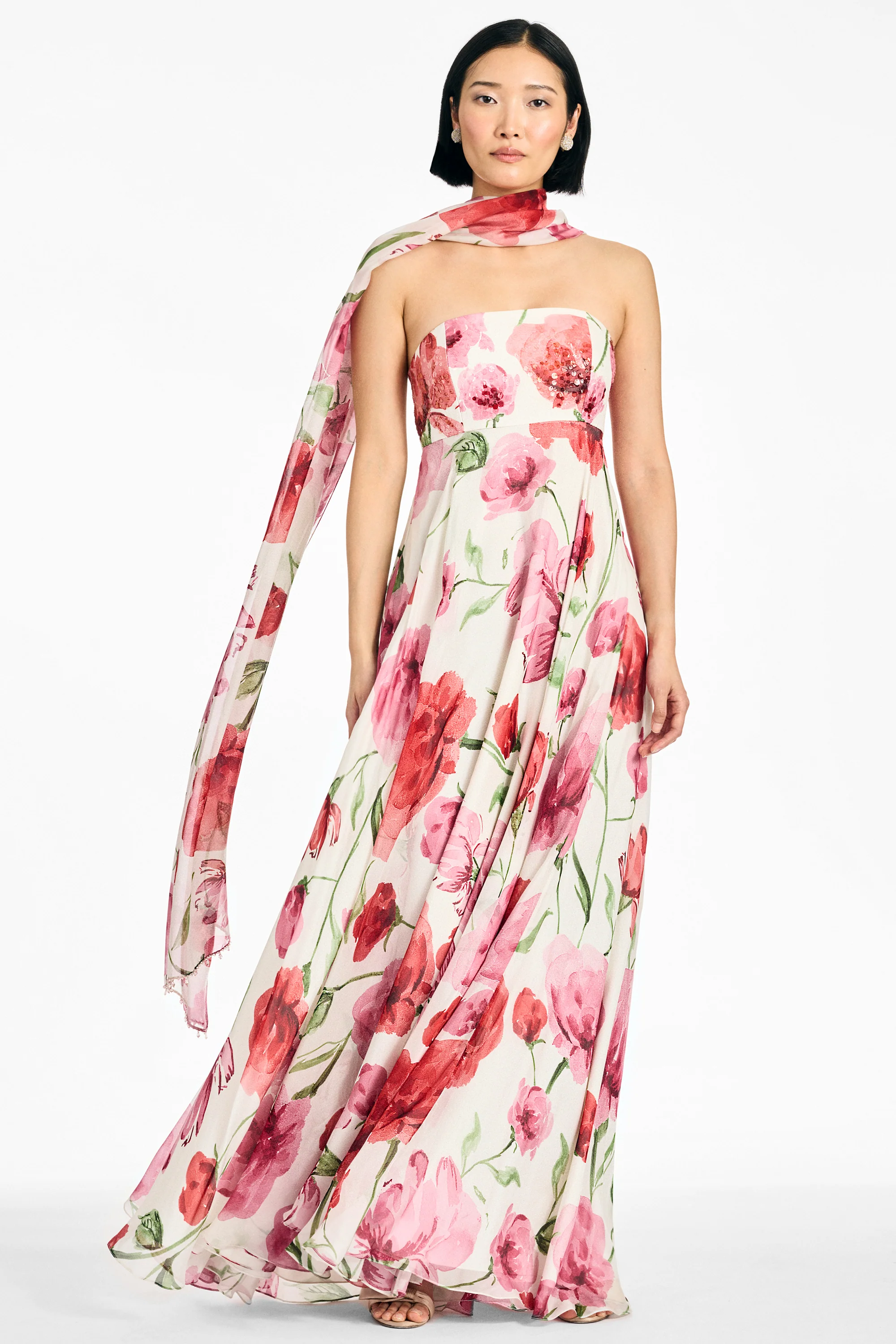 EMBELLISHED EMMY SCARF - GRANDE WATERCOLOR POPPIES - Image 4