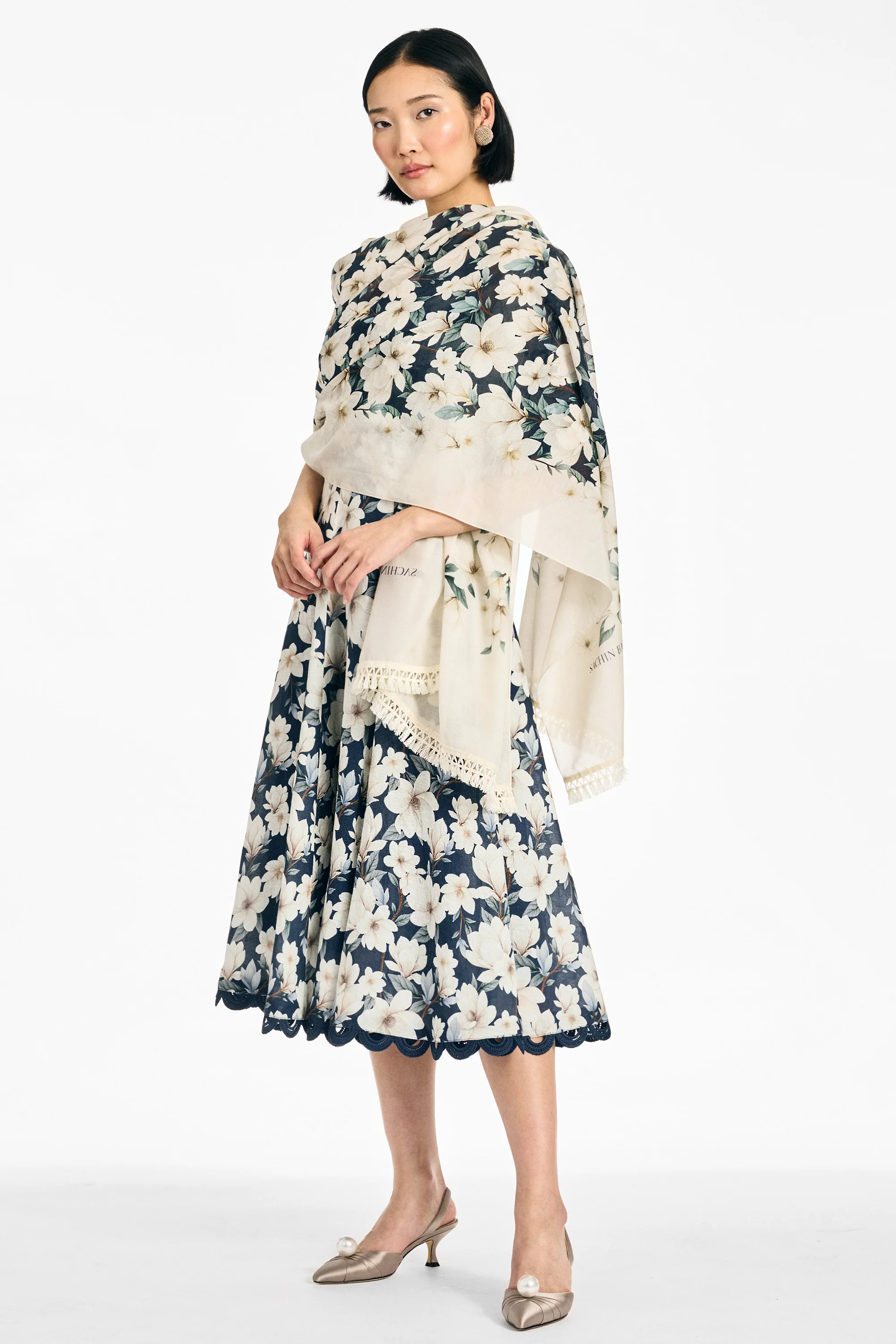 FLORIE SCARF - MIDNIGHT MAGNOLIA - Image 2