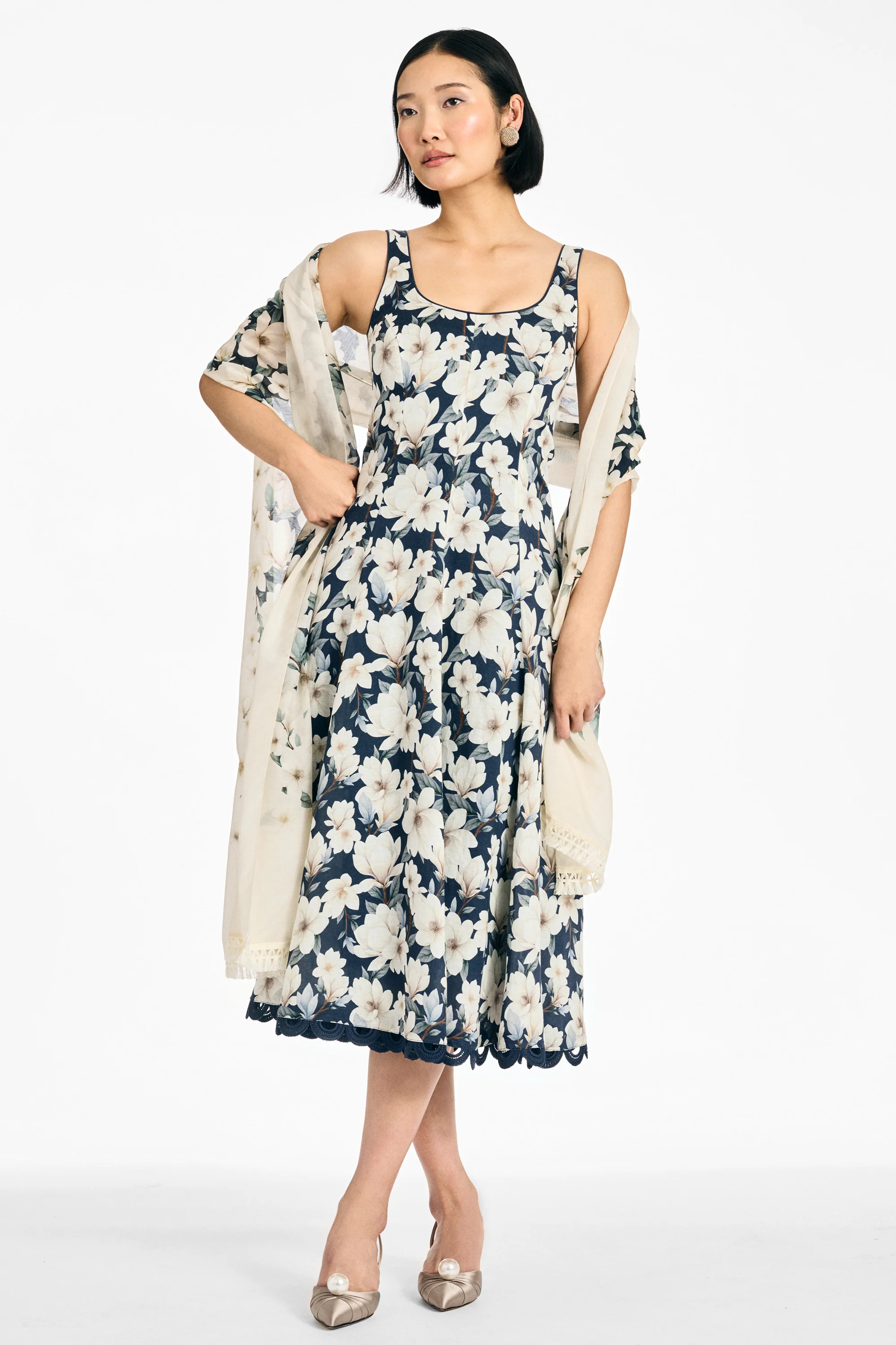 FLORIE SCARF - MIDNIGHT MAGNOLIA - Image 3