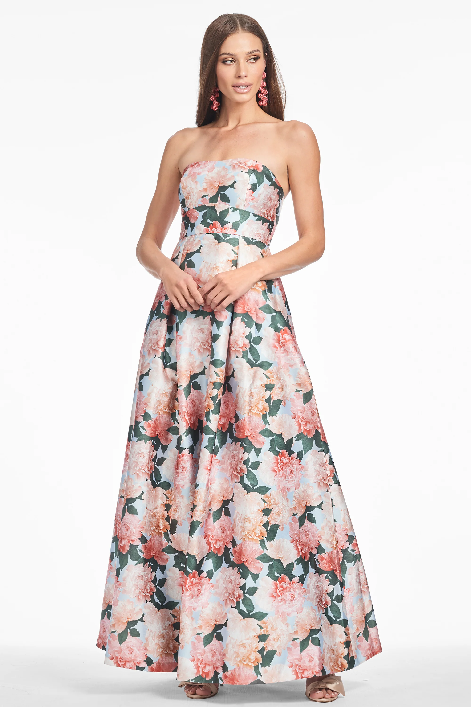 GIOVANNA GOWN - PEACH PEONIES - FINAL SALE