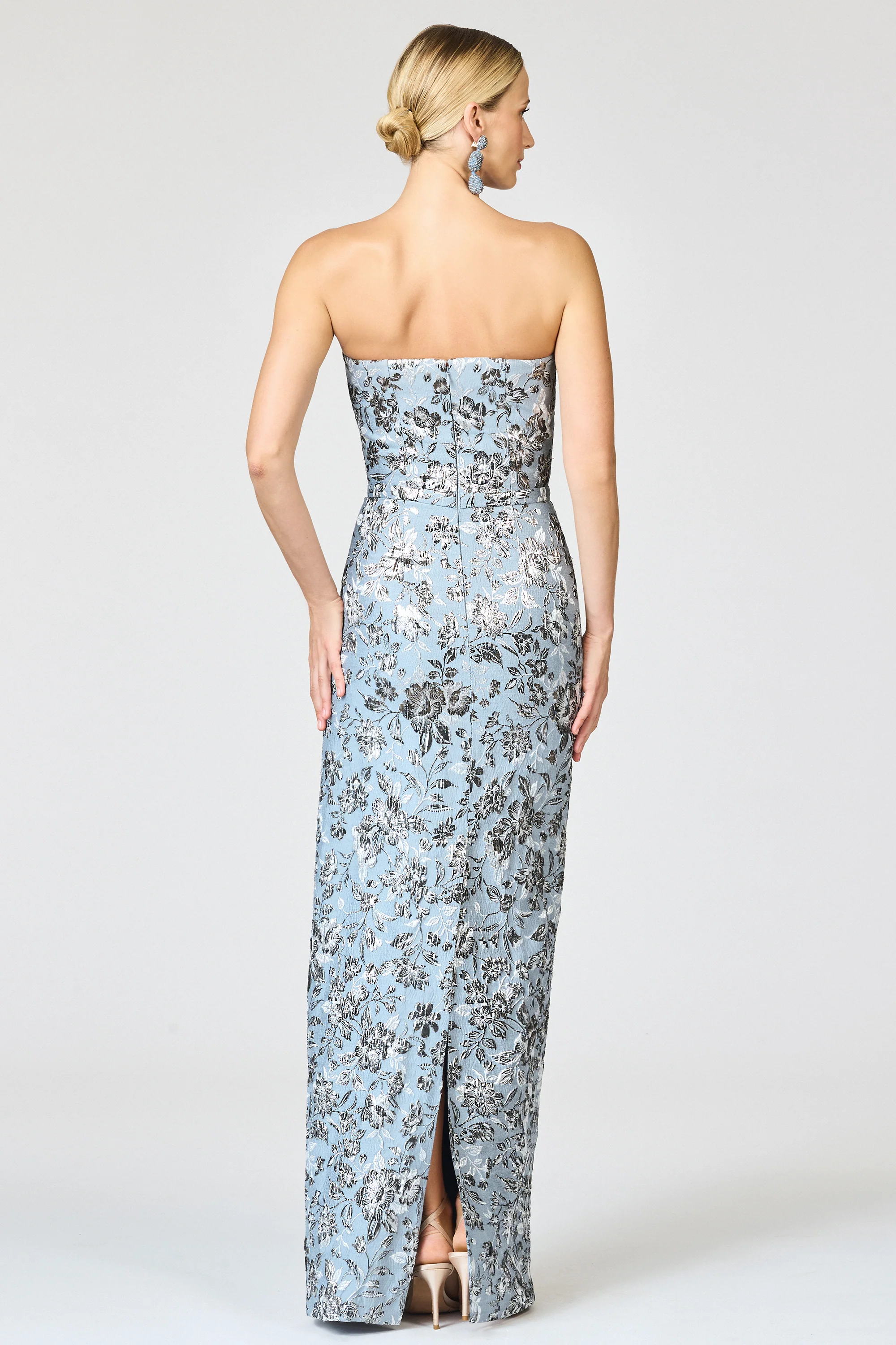 METALLIC CLOQUE SOPHIA GOWN - PEWTER GARDENS - Image 8