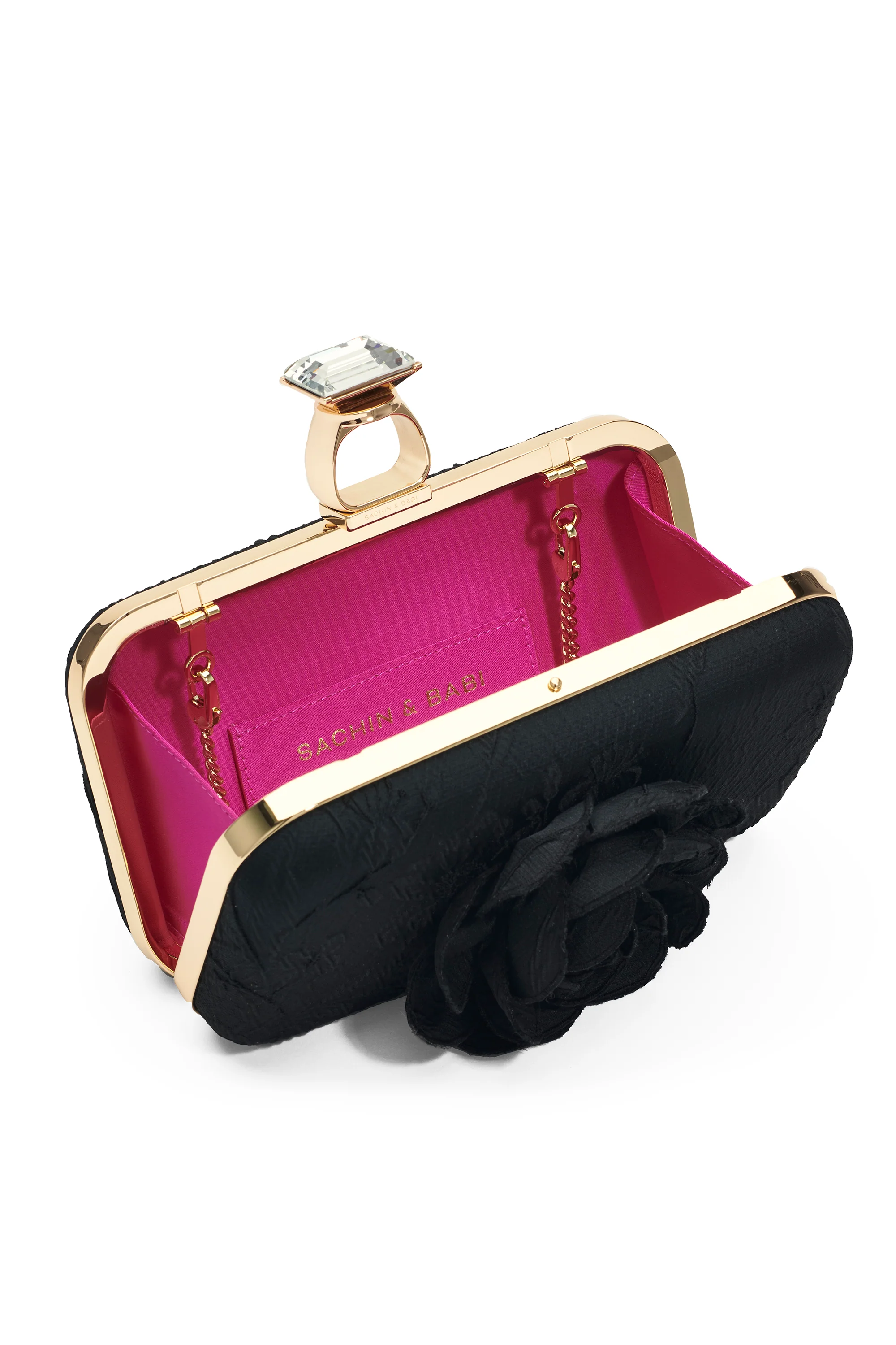 ON THE ROCKS WITH ROSE CLUTCH - BLACK - Image 4