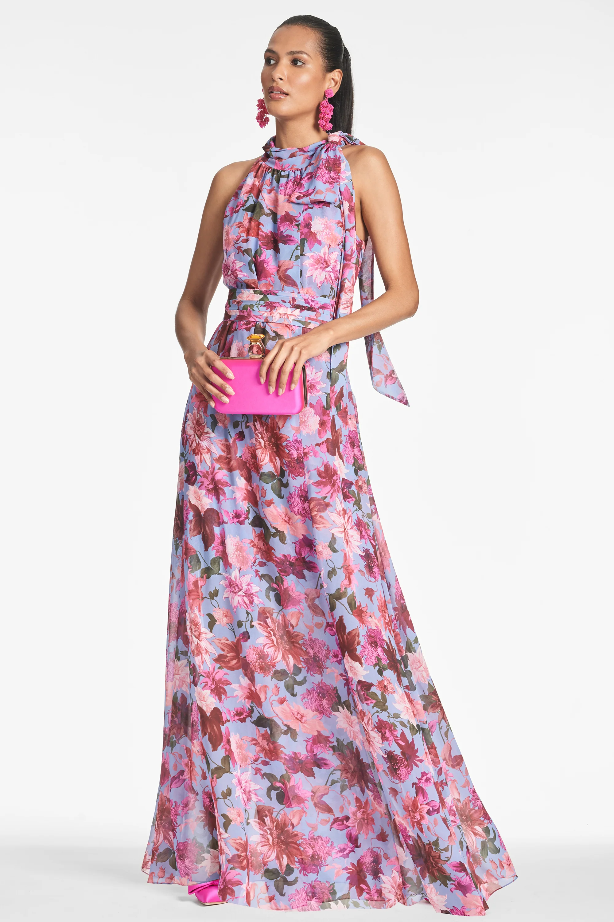 SELENA GOWN - PINK/PERIWINKLE DAHLIA - FINAL SALE - Image 3