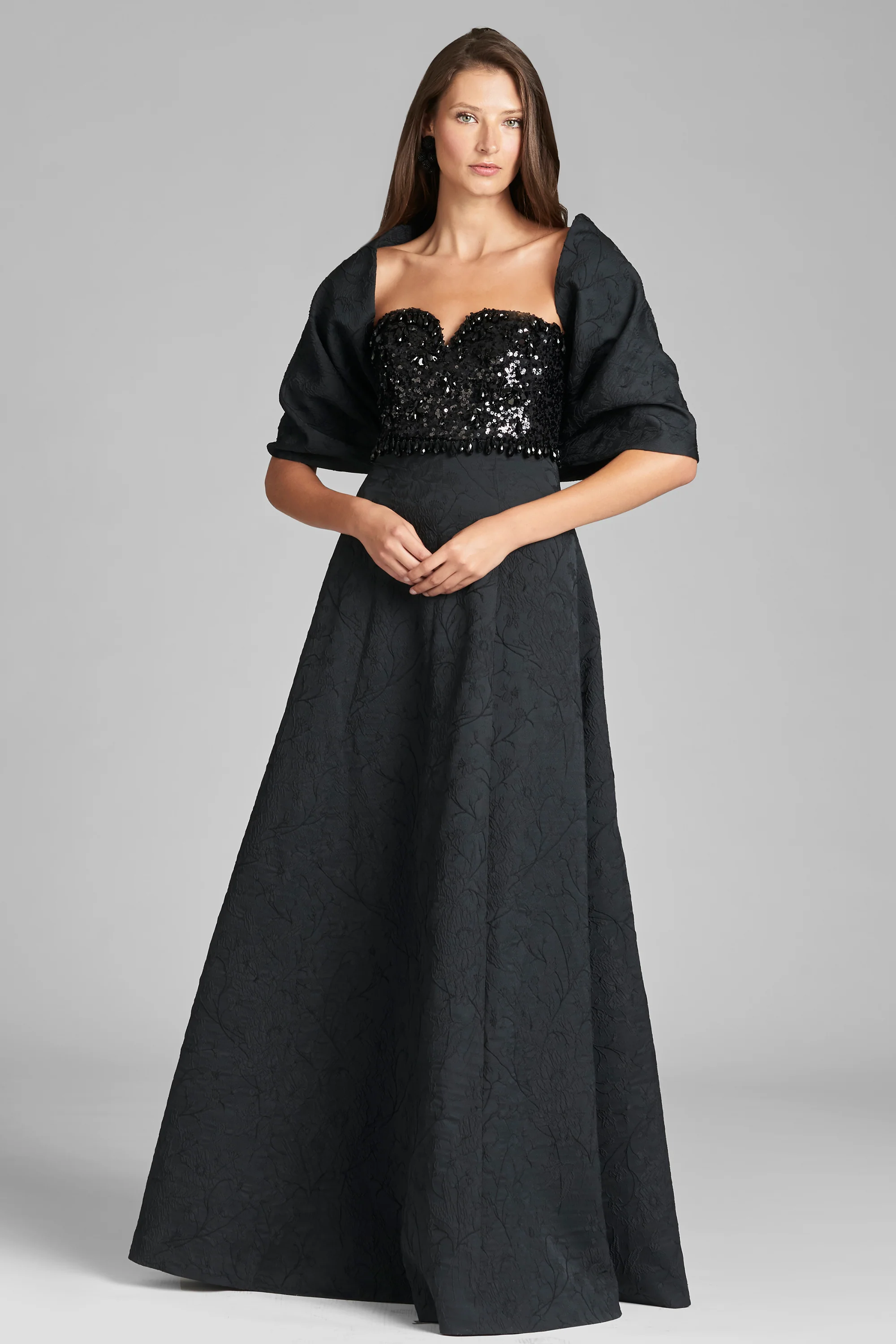 THE HUG SHAWL - BLACK JACQUARD CLOQUE - Image 4