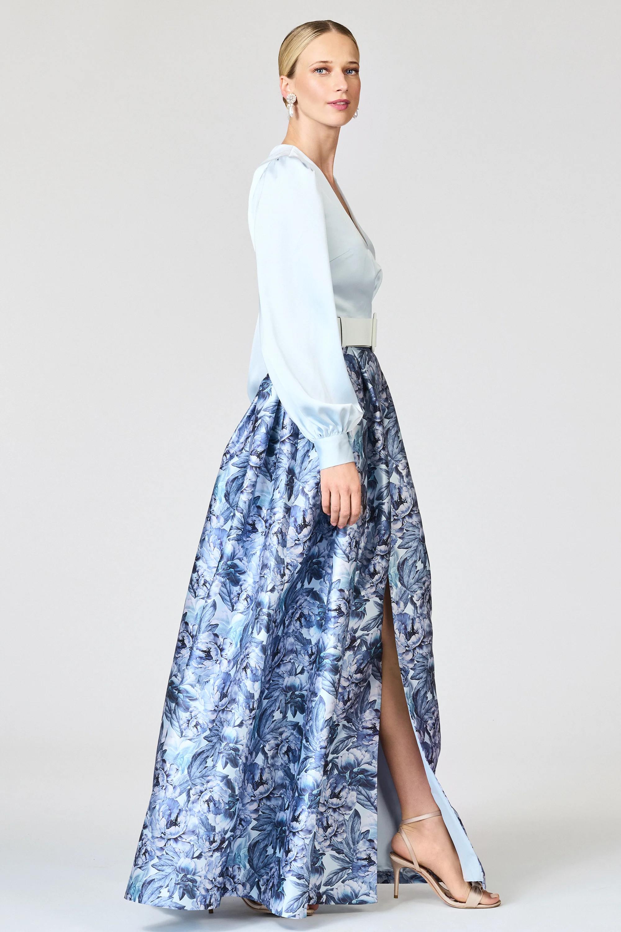 ZERENA GOWN - CELESTIAL BLUE/FROZEN FLORA