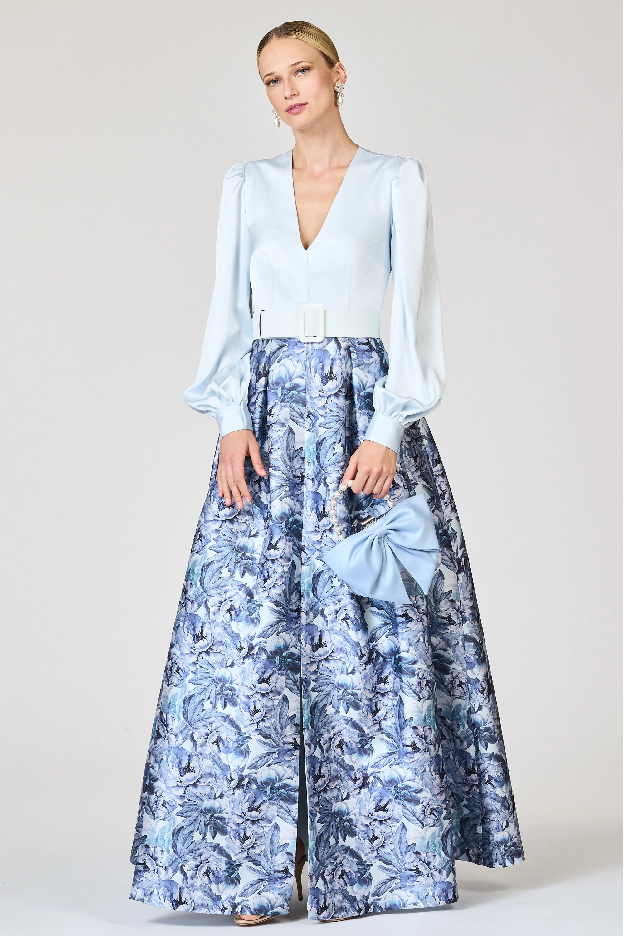 ZERENA GOWN - CELESTIAL BLUE/FROZEN FLORA - Image 2